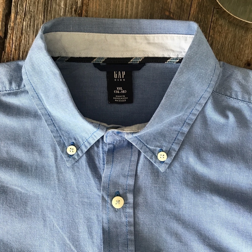 GAP Kids Mini-Check Oxford Button Down Shirt XXL